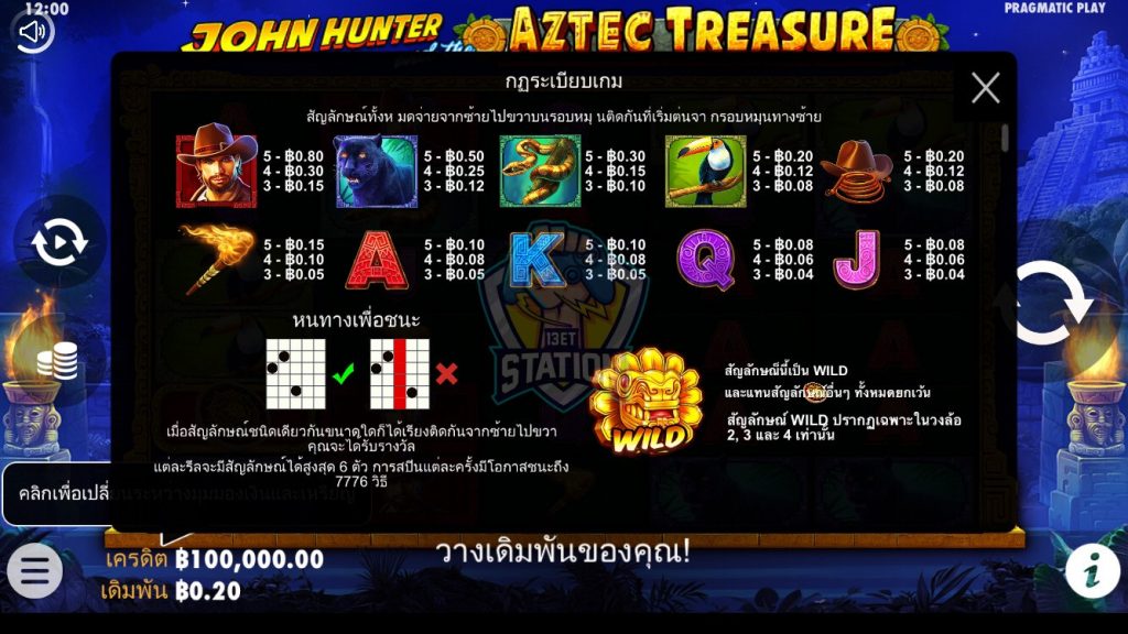 รีวิวเกมสล็อต PP : John Hunter Aztec Treasure จอห์น ฮันเตอร์ กับ สมบัติแอสเทค