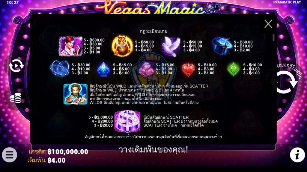 รีวิวเกมสล็อต PP : Vegas Magic มายากลเวกัส