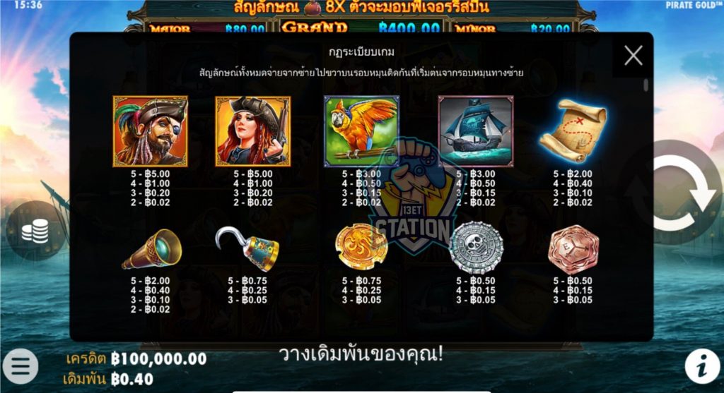 รีวิวเกมสล็อต Pragmatic Play : Pirate Gold ทองโจรสลัด